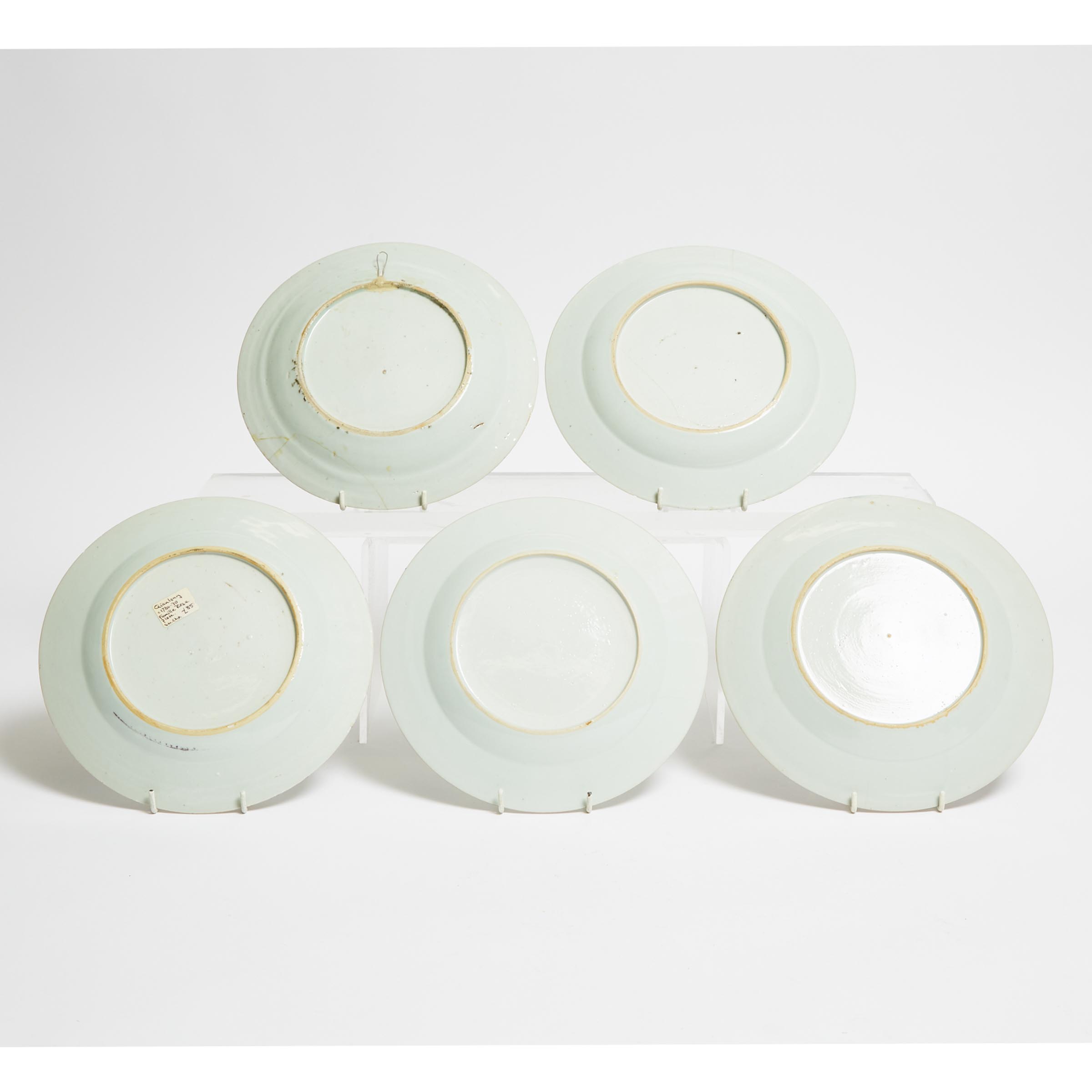 A Group of Five Chinese Export Famille Rose Dishes, Qianlong Period, 18th Century
