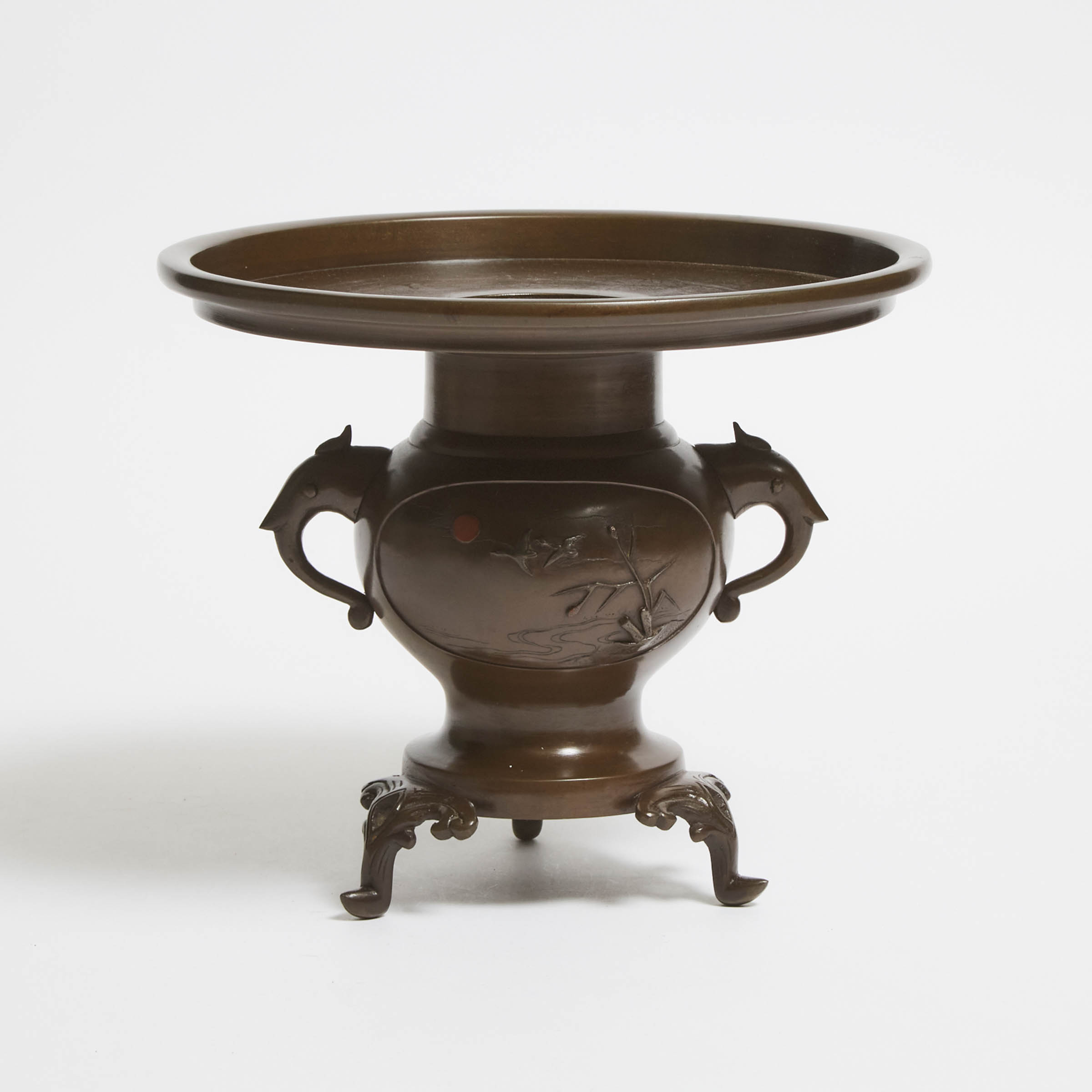 A Japanese Bronze Ikebana/Ikenobo Vase, Meiji Period (1868-1912)