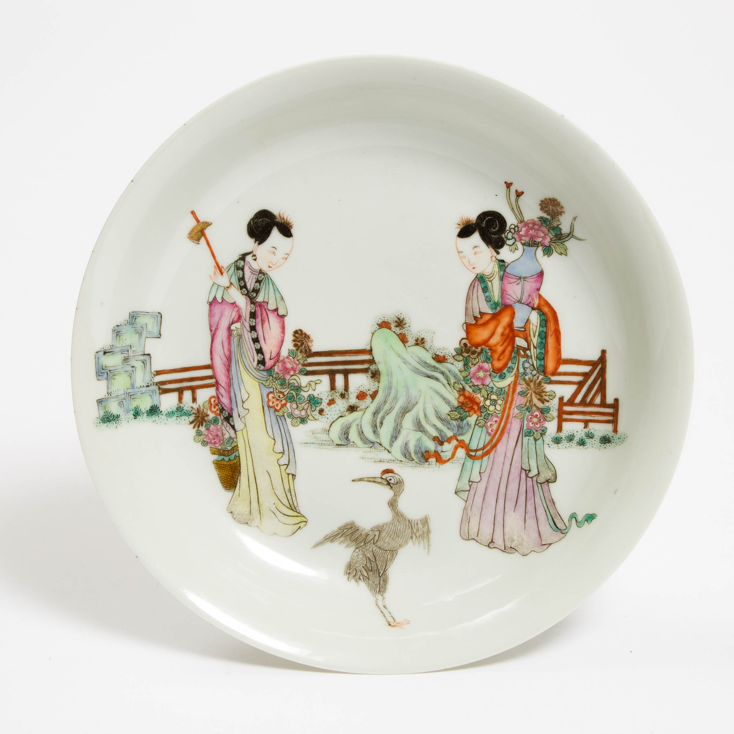 A Famille Rose 'Ladies' Dish, Yongzheng Mark, Mid 20th Century