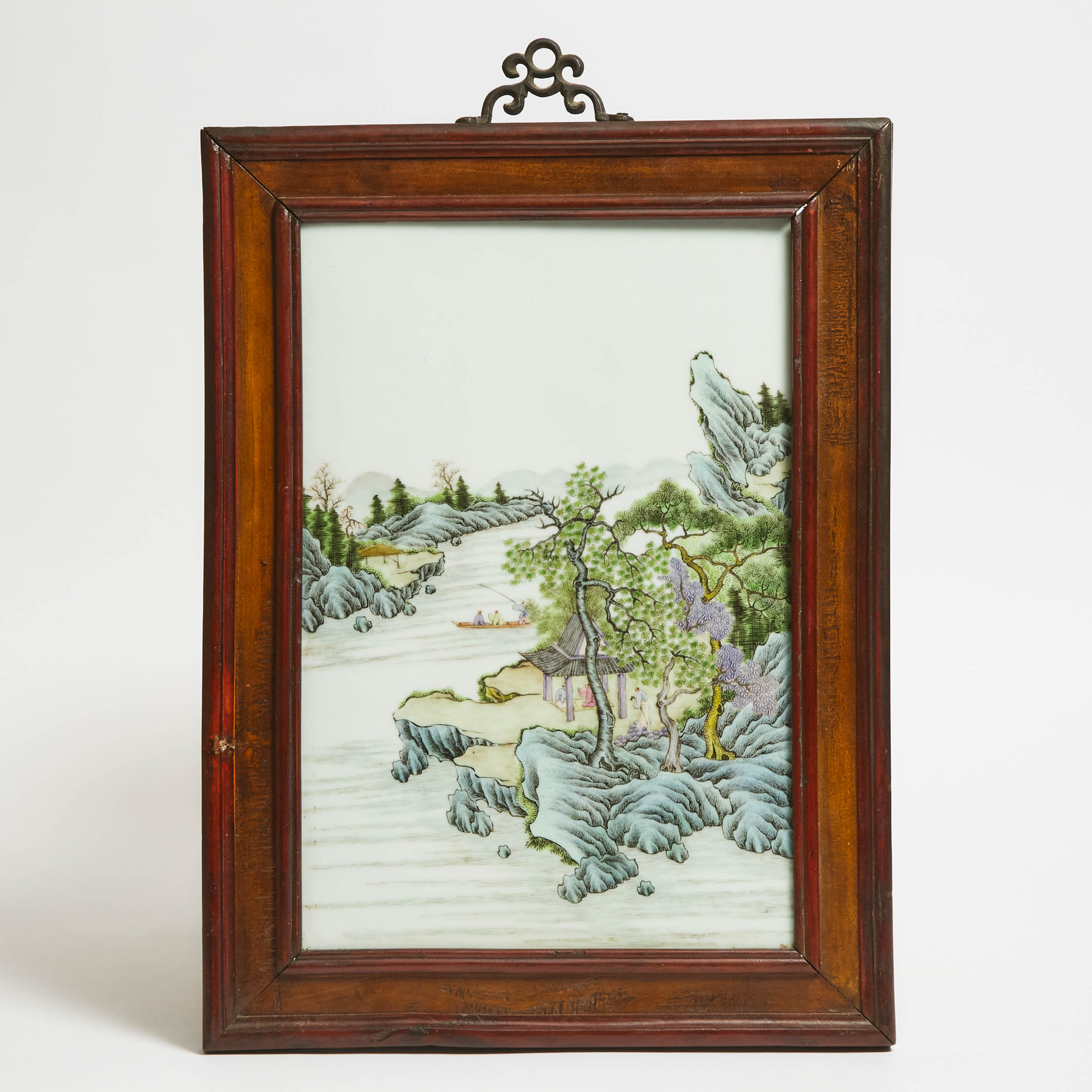 A Famille Rose 'Landscape' Porcelain Panel, Mid 20th Century