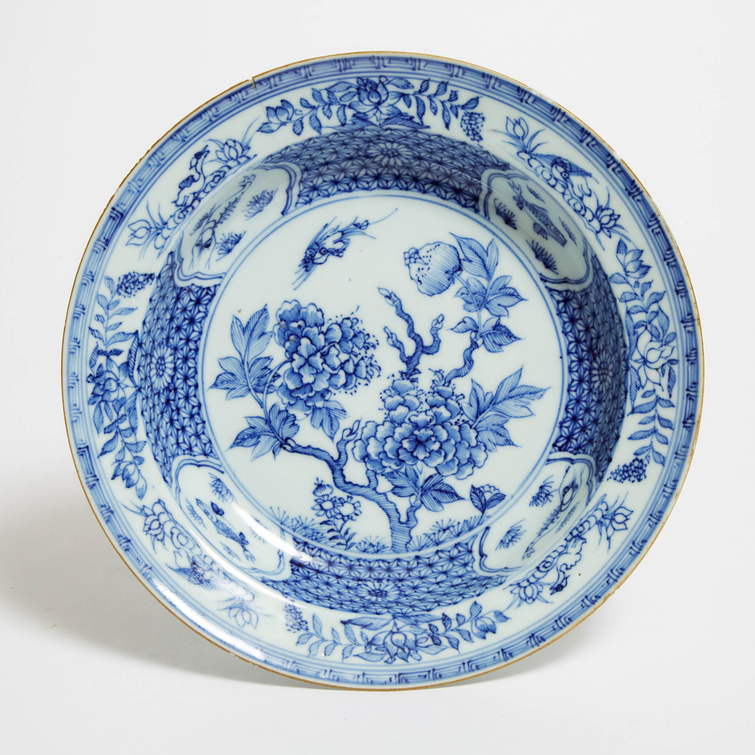 A Blue and White 'Peony' Dish, 19th Century