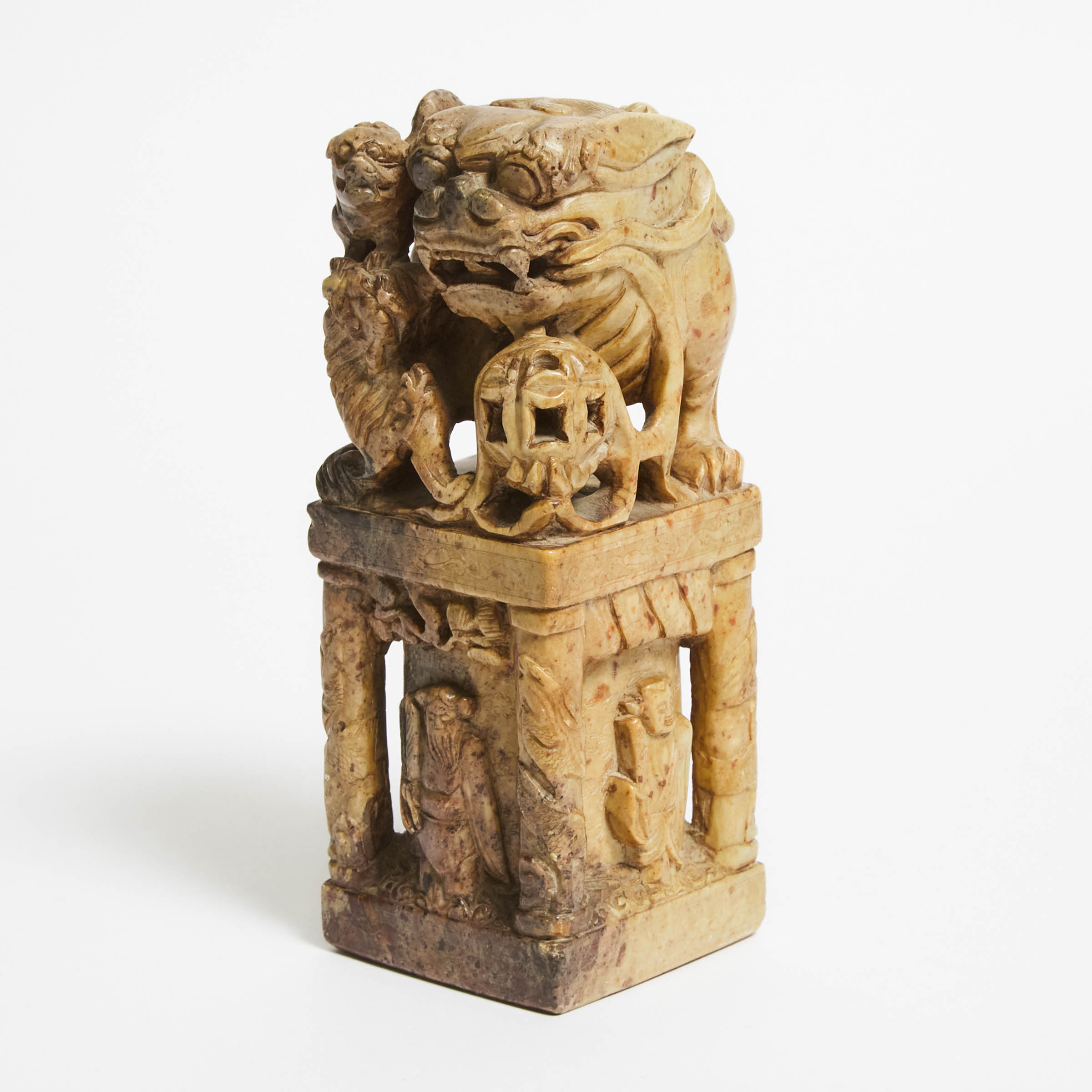 A Large Soapstone 'Buddhist Lion' Seal, Late Qing Dynasty