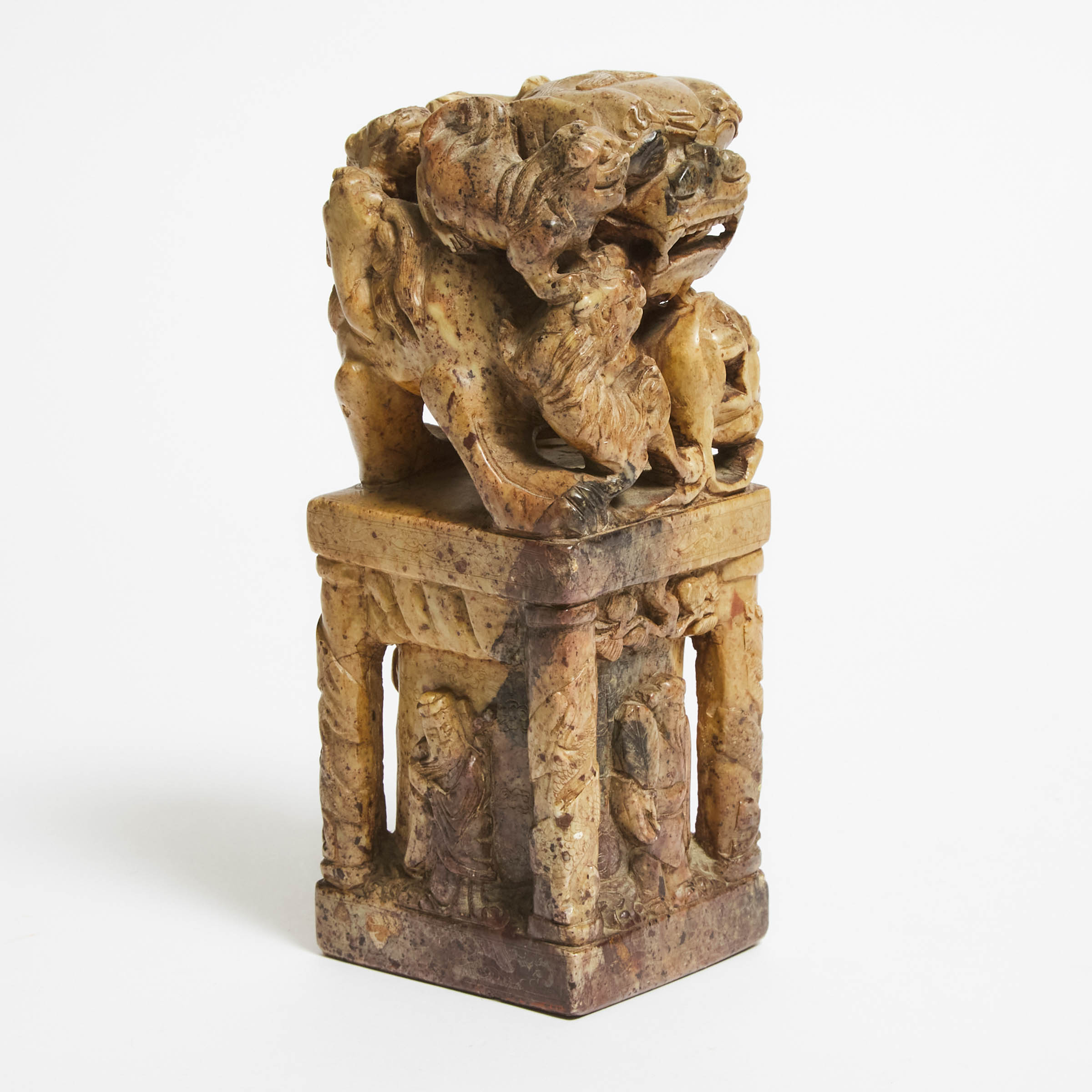 A Large Soapstone 'Buddhist Lion' Seal, Late Qing Dynasty