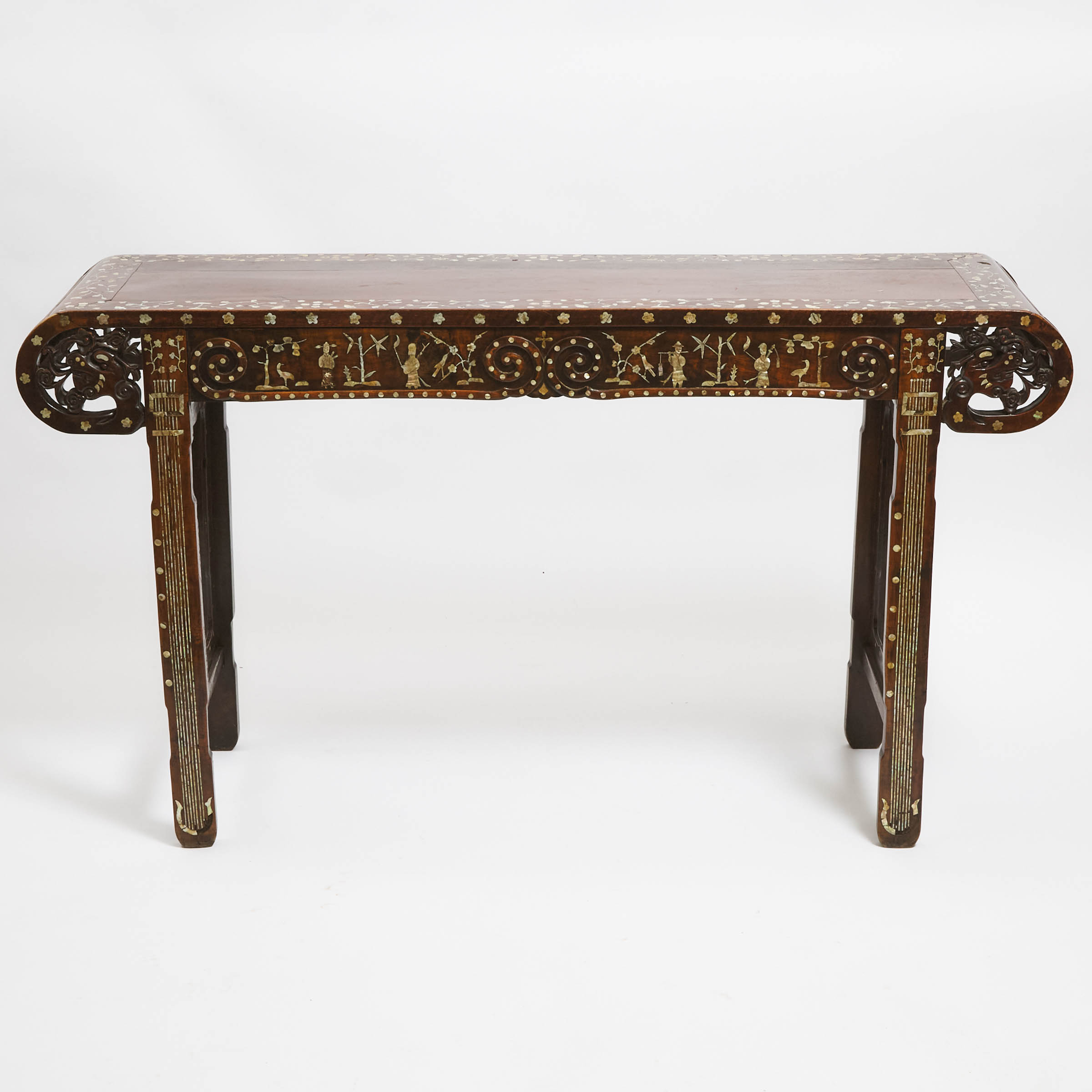 A Mother-of-Pearl Inlaid Rosewood Altar Table, Late Qing Dynasty