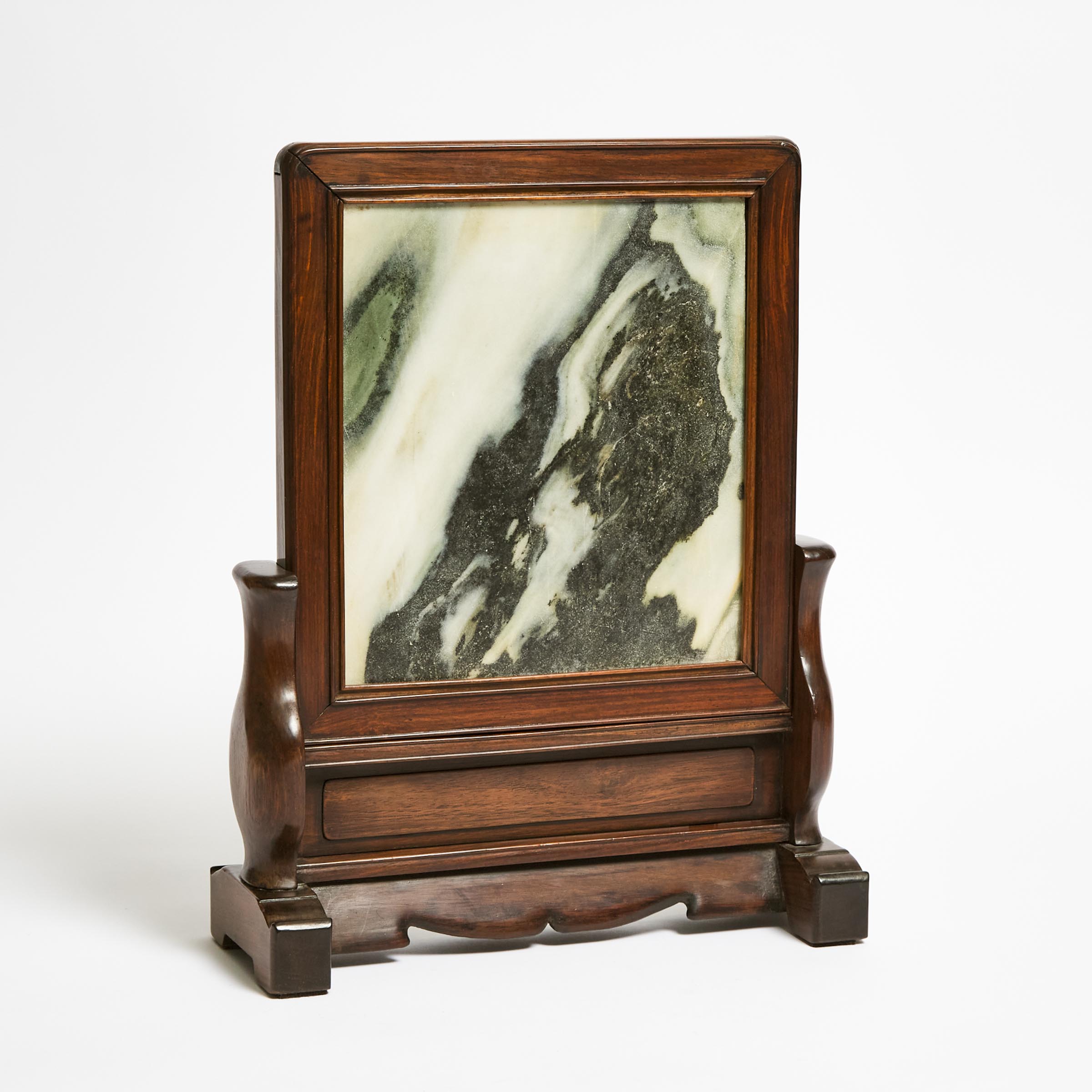 A Dali Marble 'Dreamstone' Inset Hongmu Table Screen, Qing Dynasty
