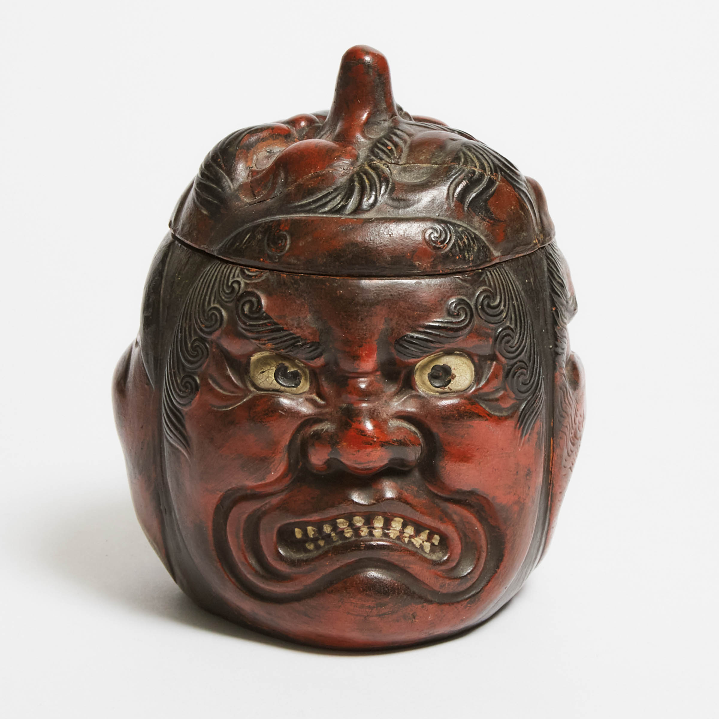 A Japanese Lacquer-Imitation Stoneware Tobacco Humidor, 19th Century