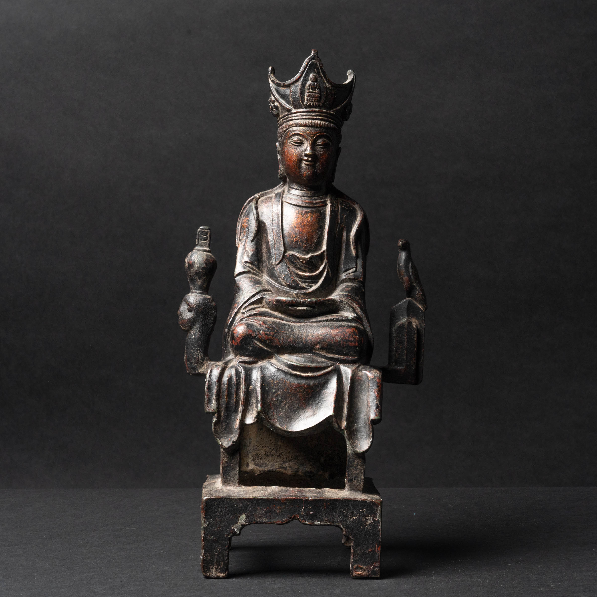 A Lacquered Bronze Seated Figure of a Bodhisattva, Qianlong Period, Dated 1761