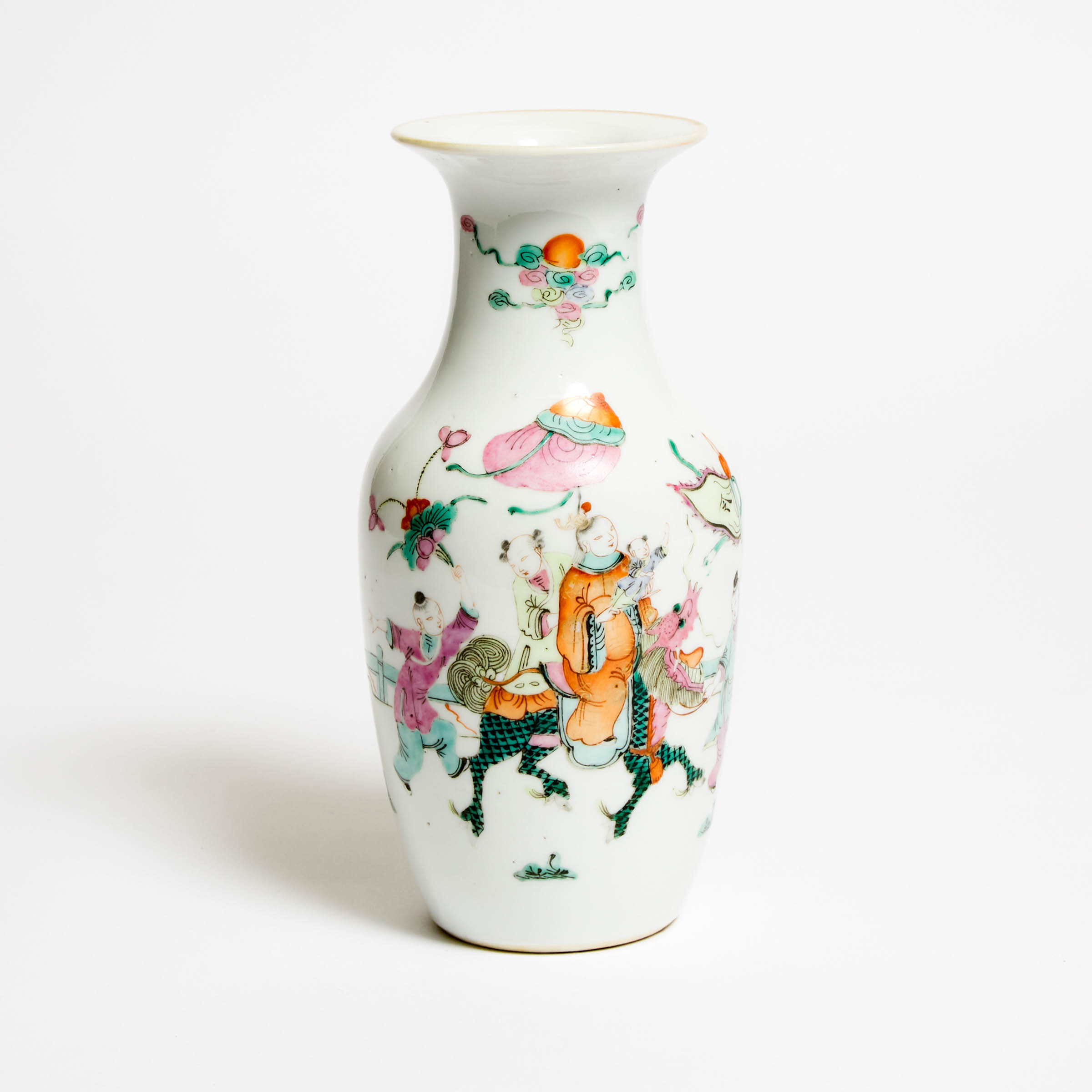 A Famille Rose 'Boys and Qilin' Vase, Tongzhi Period (1862-1874)