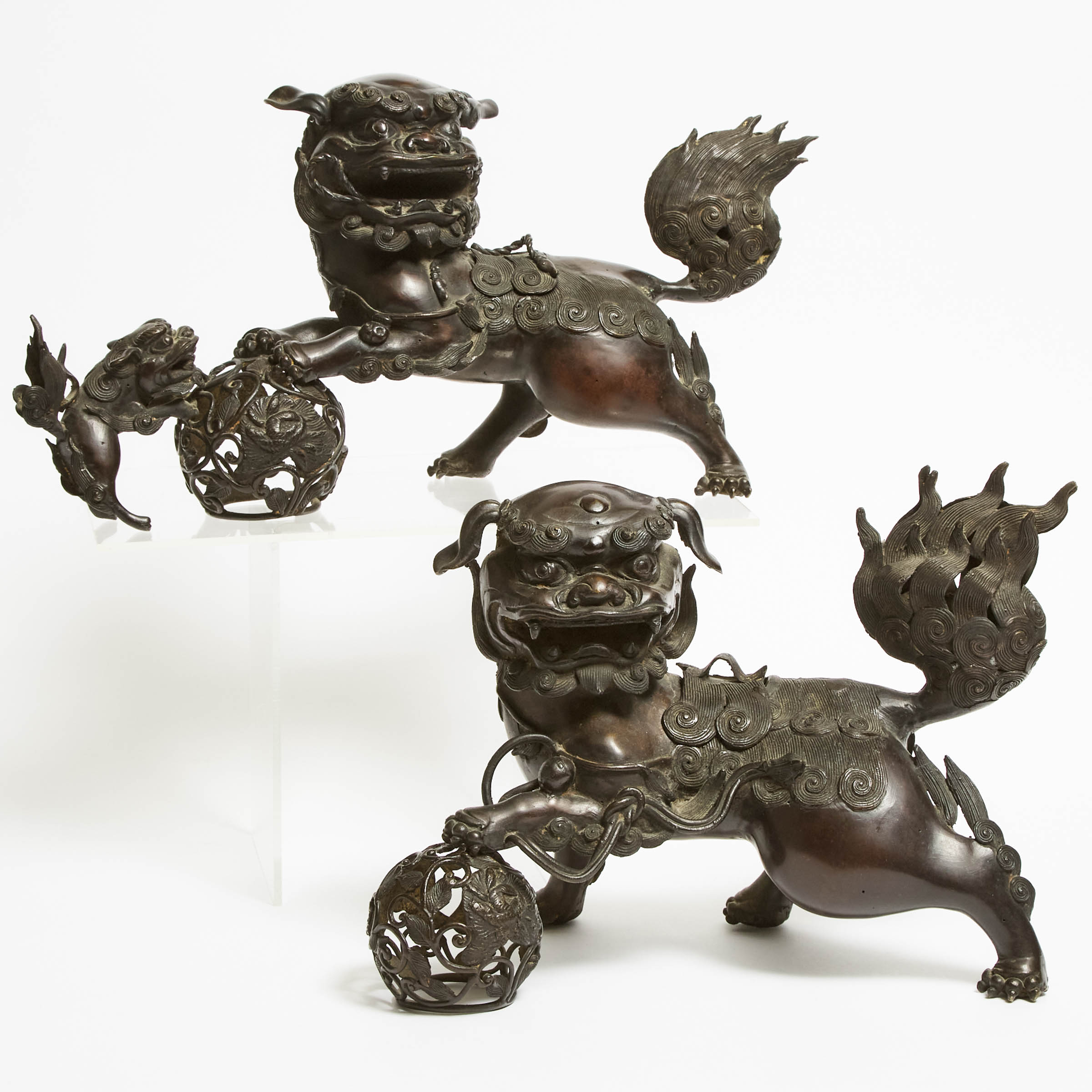 A Pair of Bronze 'Buddhist Lion' Censers, 17th/18th Century