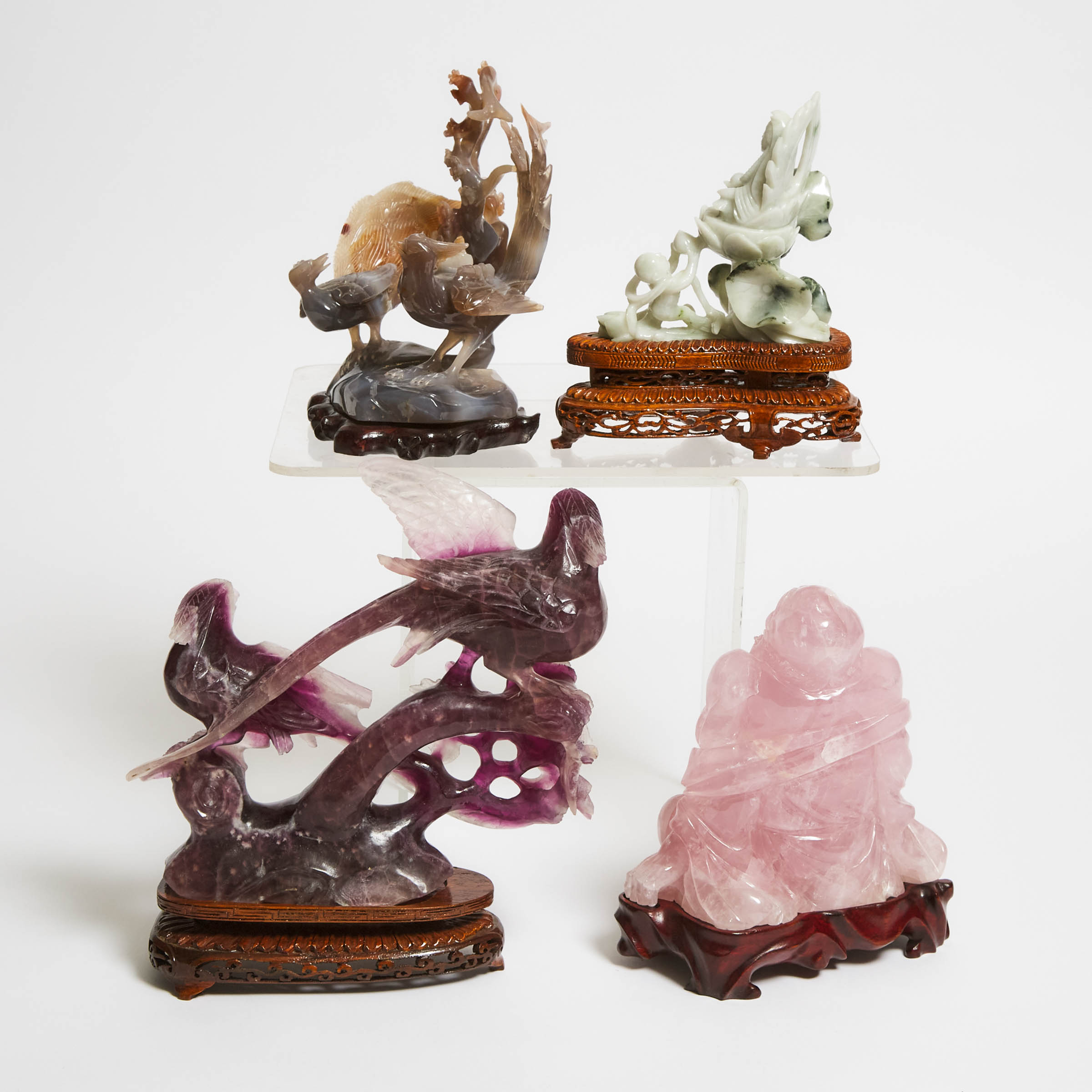 Four Chinese Hardstone Carvings, Mid 20th Century