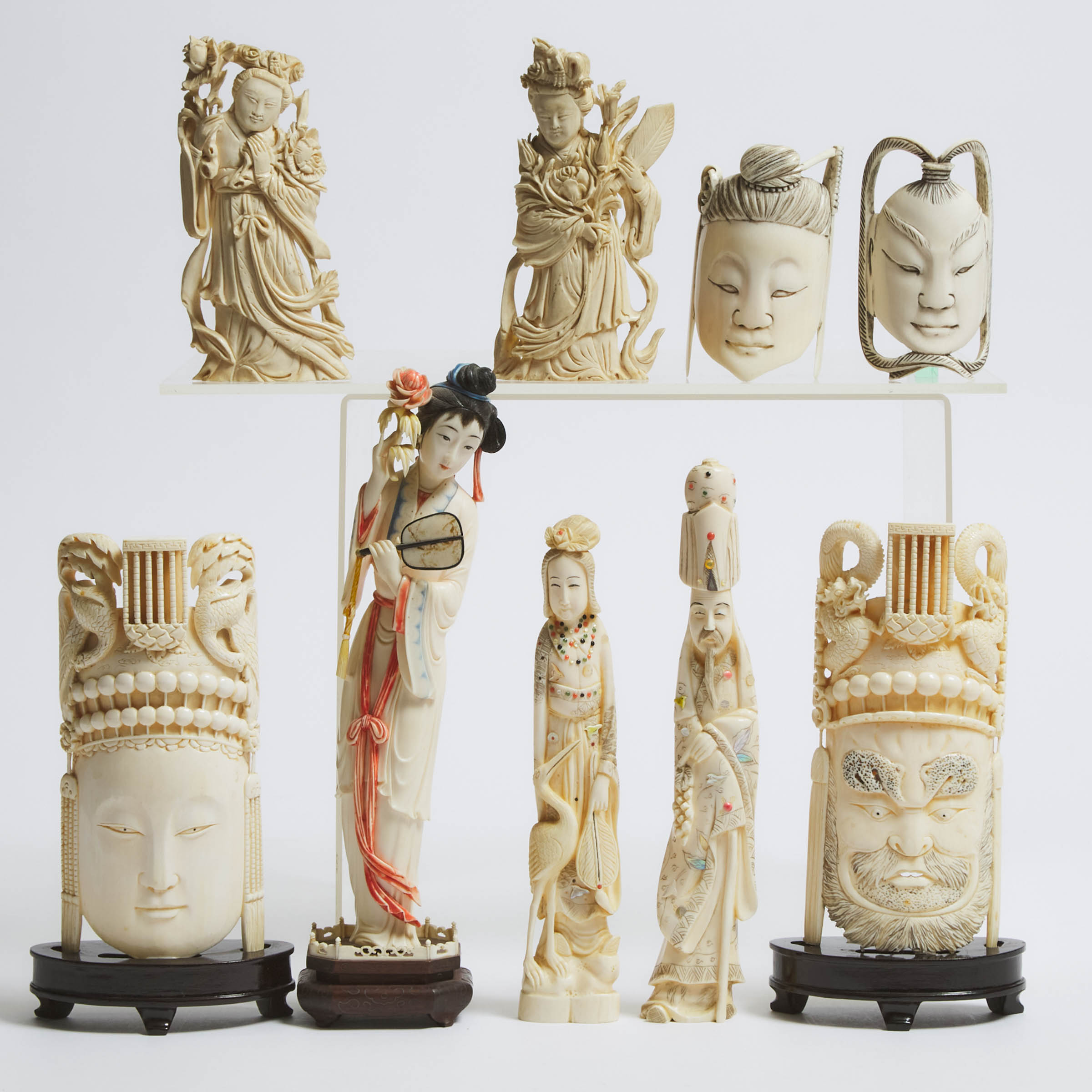 A Group of Nine Ivory Figures, Early 20th Century