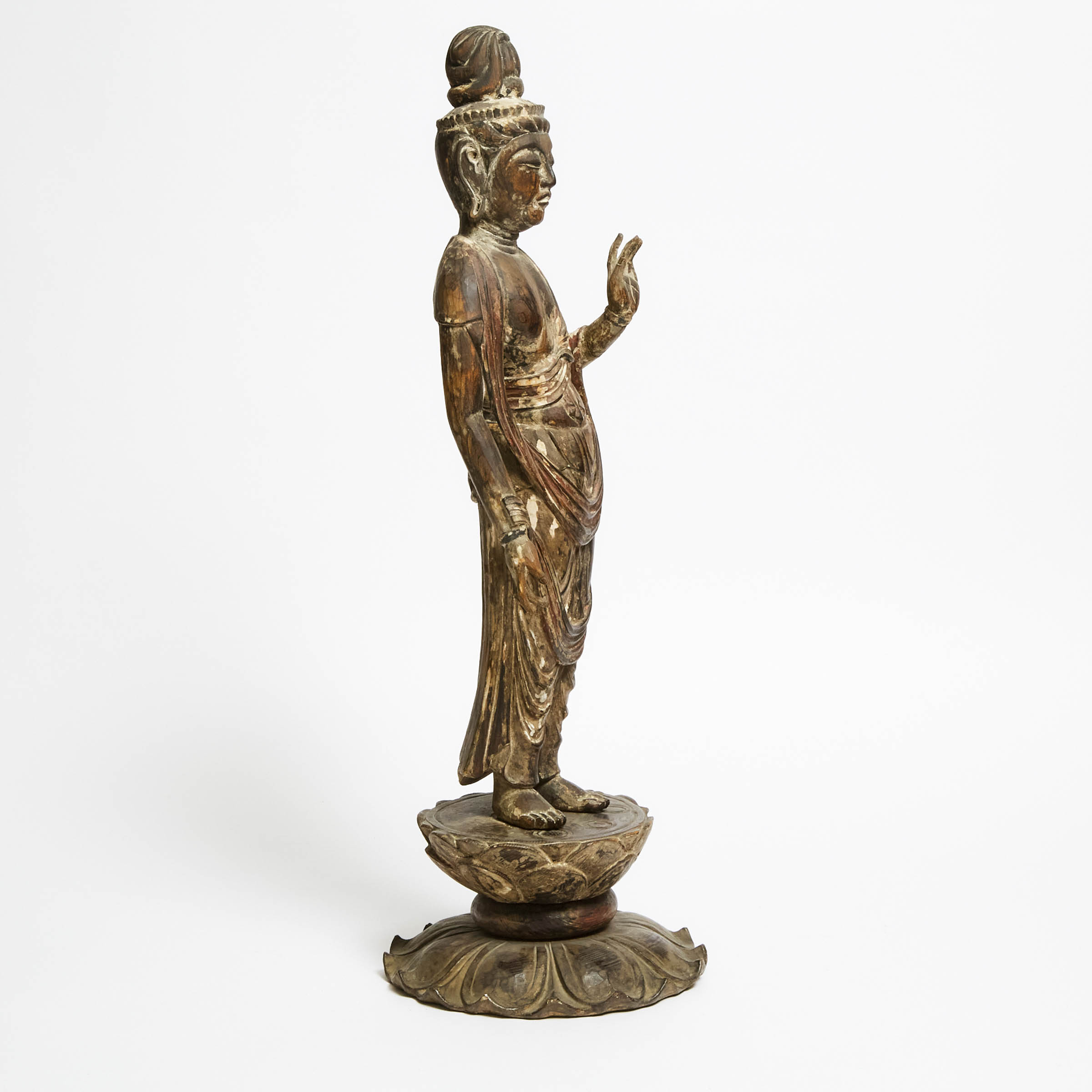 A Wood Standing Figure of Kannon (Avalokiteshvara), Possibly Edo/Meiji Period