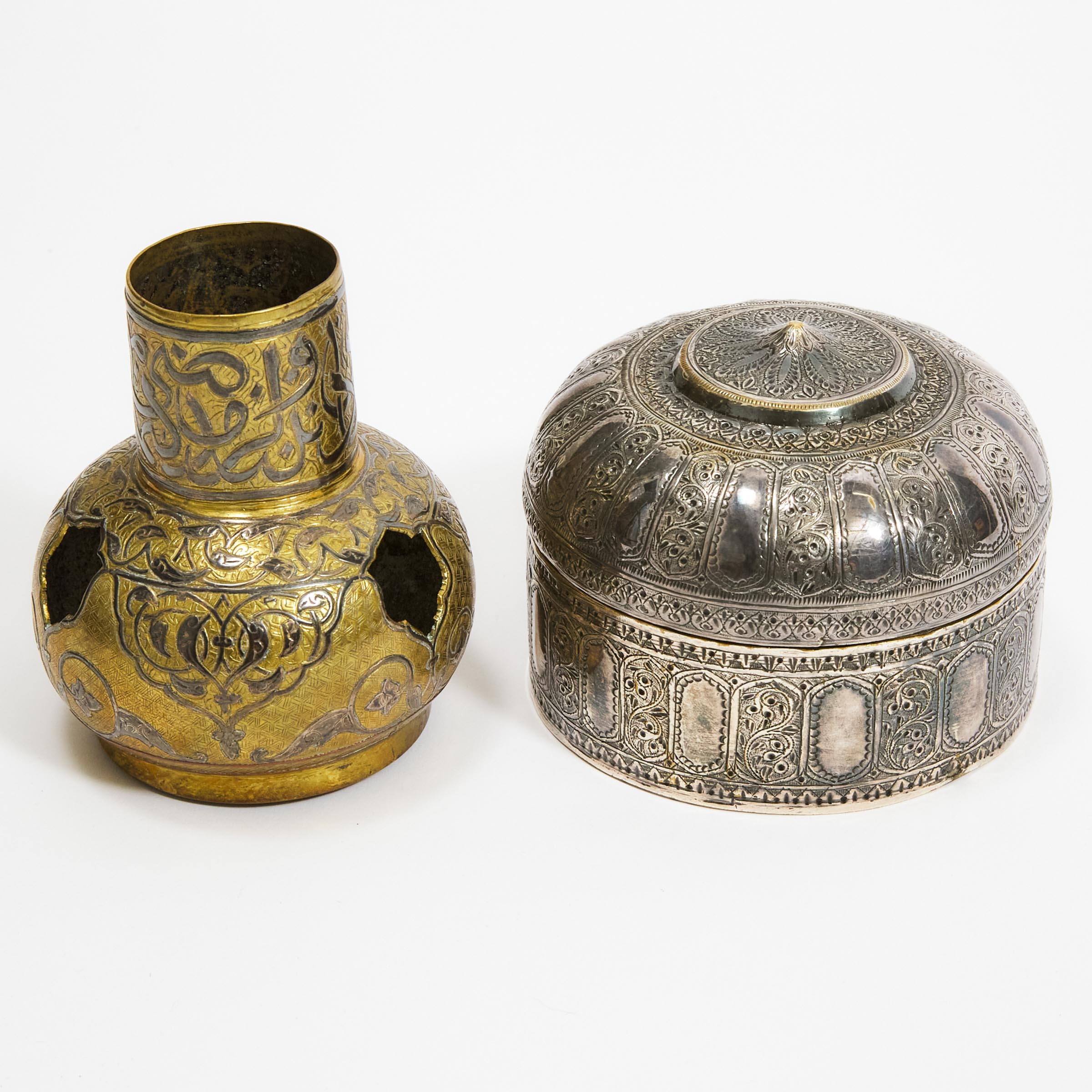 Two Islamic Silvered Metal Vessels, 19th/20th Century