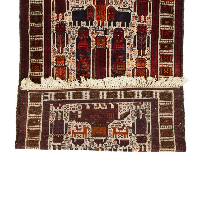 Tribal Belouchi Pictorial Rug, Persian, 1960/70