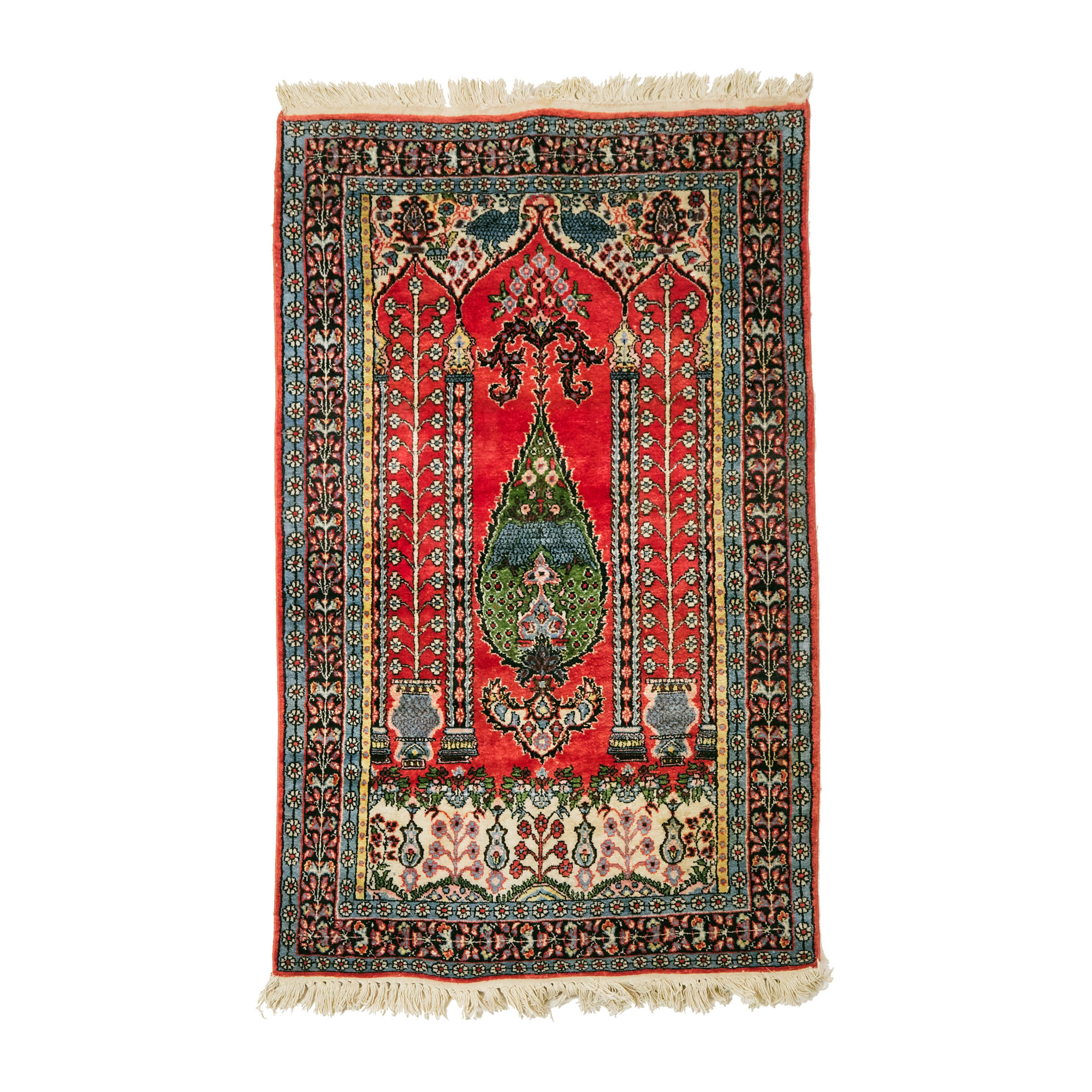 Indian Kashmir (Mercerized Cotton) Prayer Rug, c.1960/70