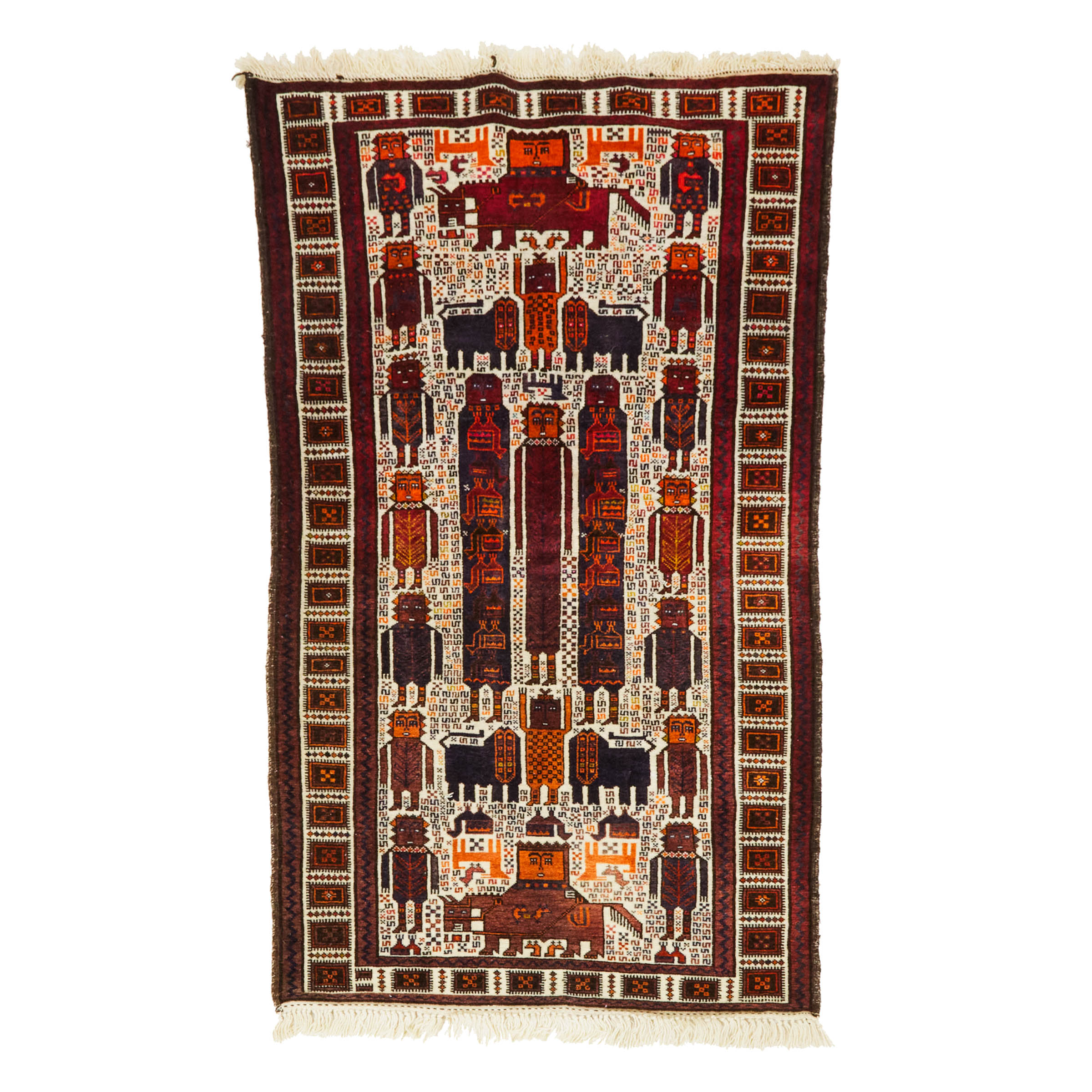 Tribal Belouchi Pictorial Rug, Persian, 1960/70