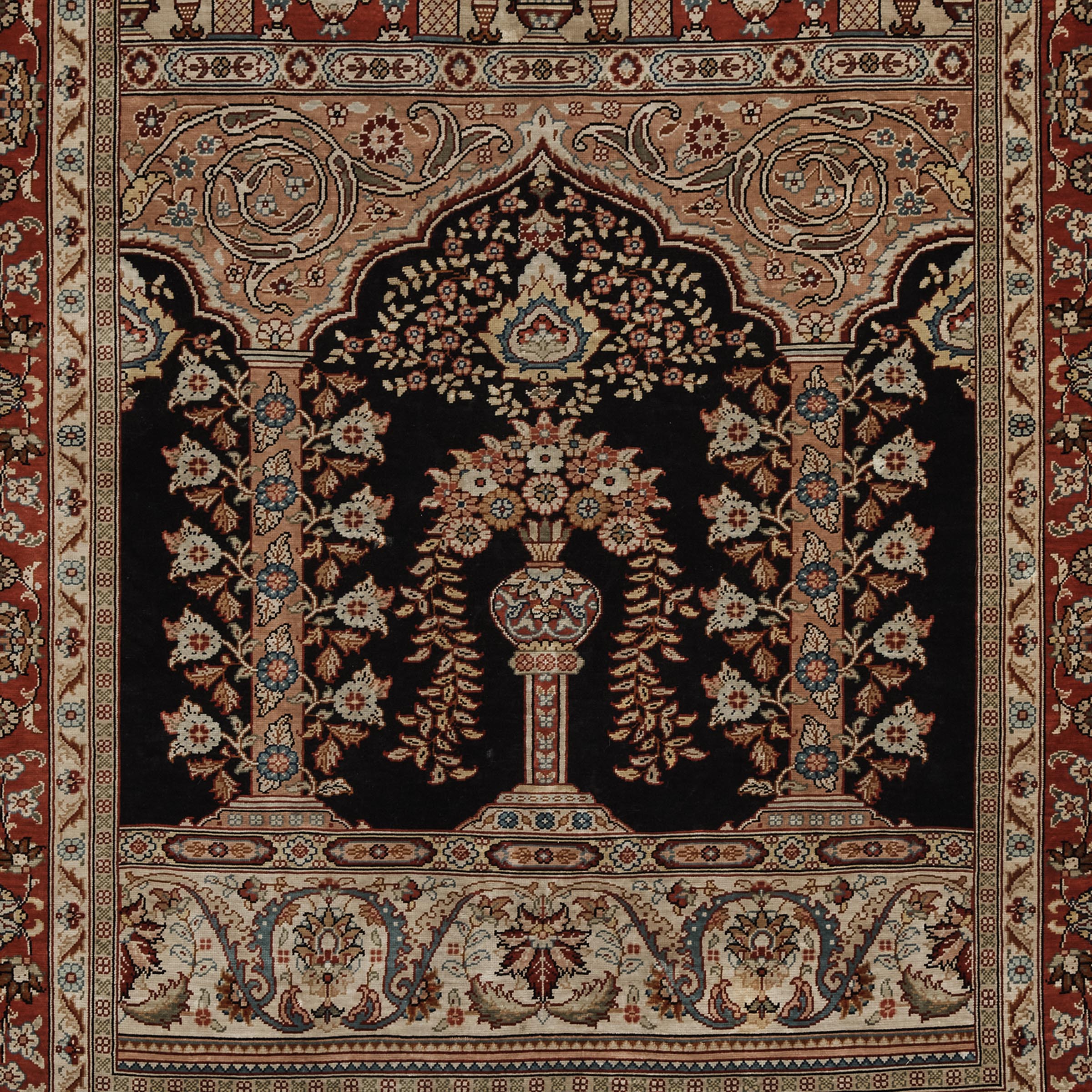 Very Fine Silk Kayseri Prayer Rug, Turkish, c.1980