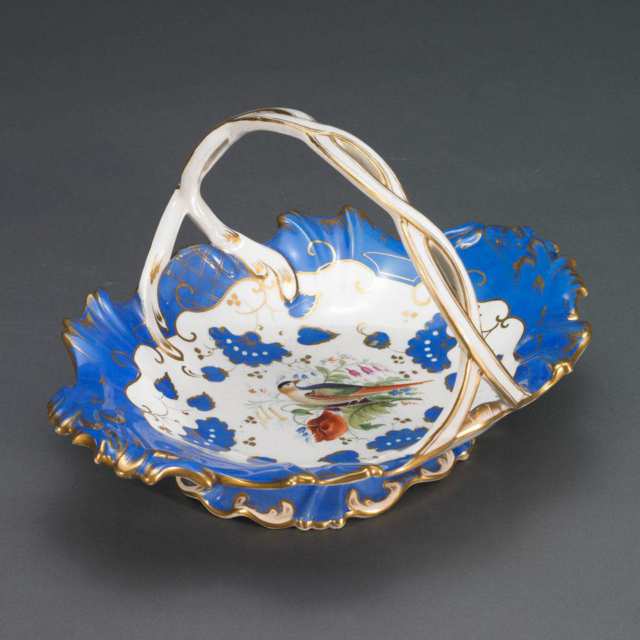 English Porcelain Cake Basket, c.1840