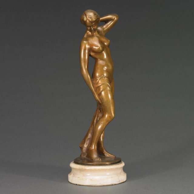 Patinated Metal Figure of a Nude Woman, early 20th century