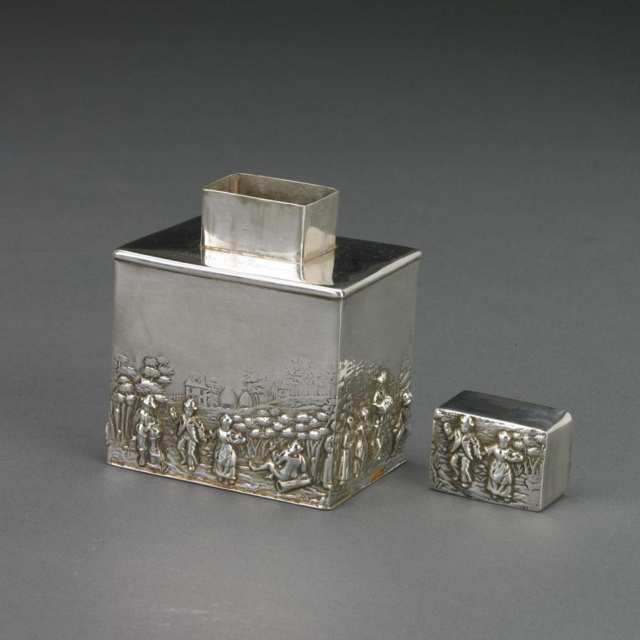 Edwardian Silver Tea Caddy, Nathan & Hayes, Chester, 1909