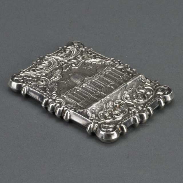 American Repoussé and Engraved Silver Card Case, mid-19th century