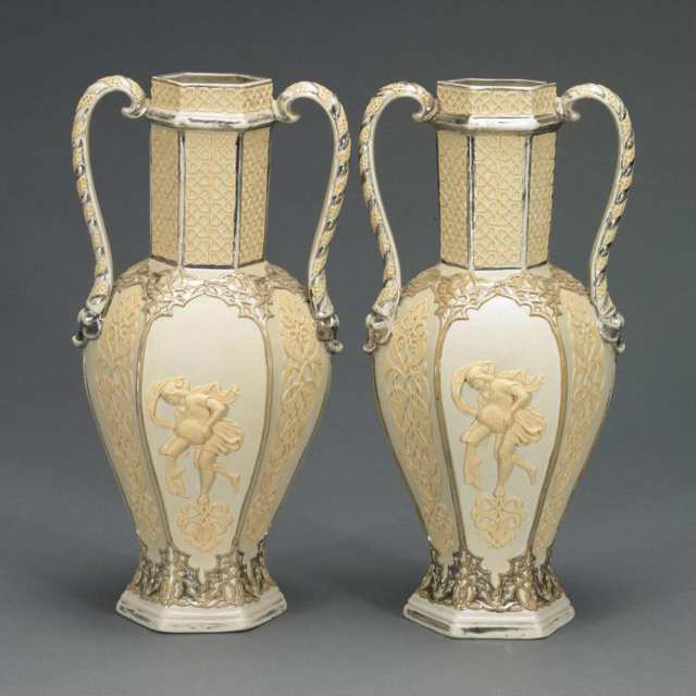 Pair of Villeroy & Boch Mettlach Two-Handled Vases, c.1900