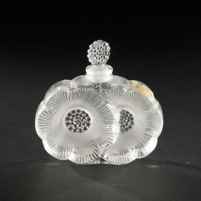 ‘L’Air du Temps’ and ‘Deux Fleurs’, Two Lalique Glass Perfume Bottles, post-1945