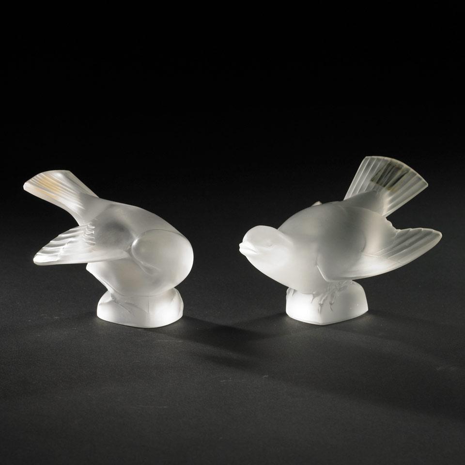 Two Lalique Frosted Glass Birds, post-1945
