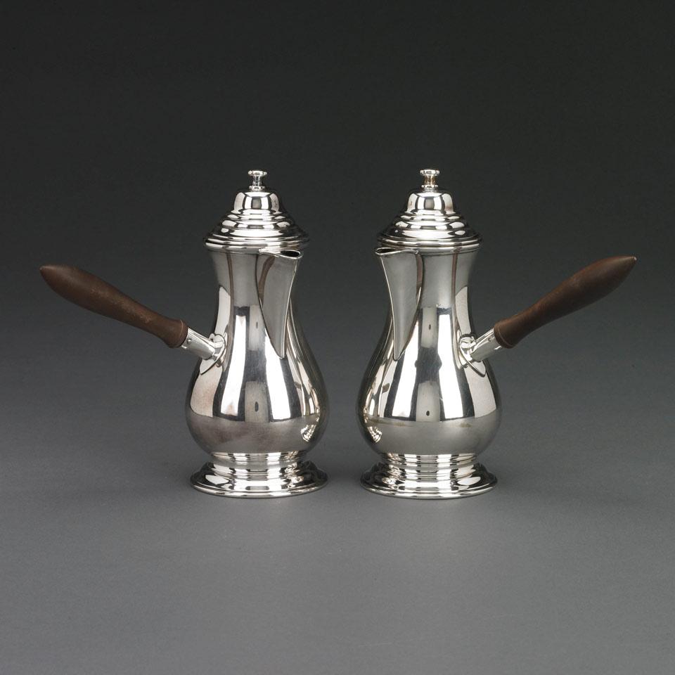 Pair of Silver Coffee Pots, probably American, 20th century