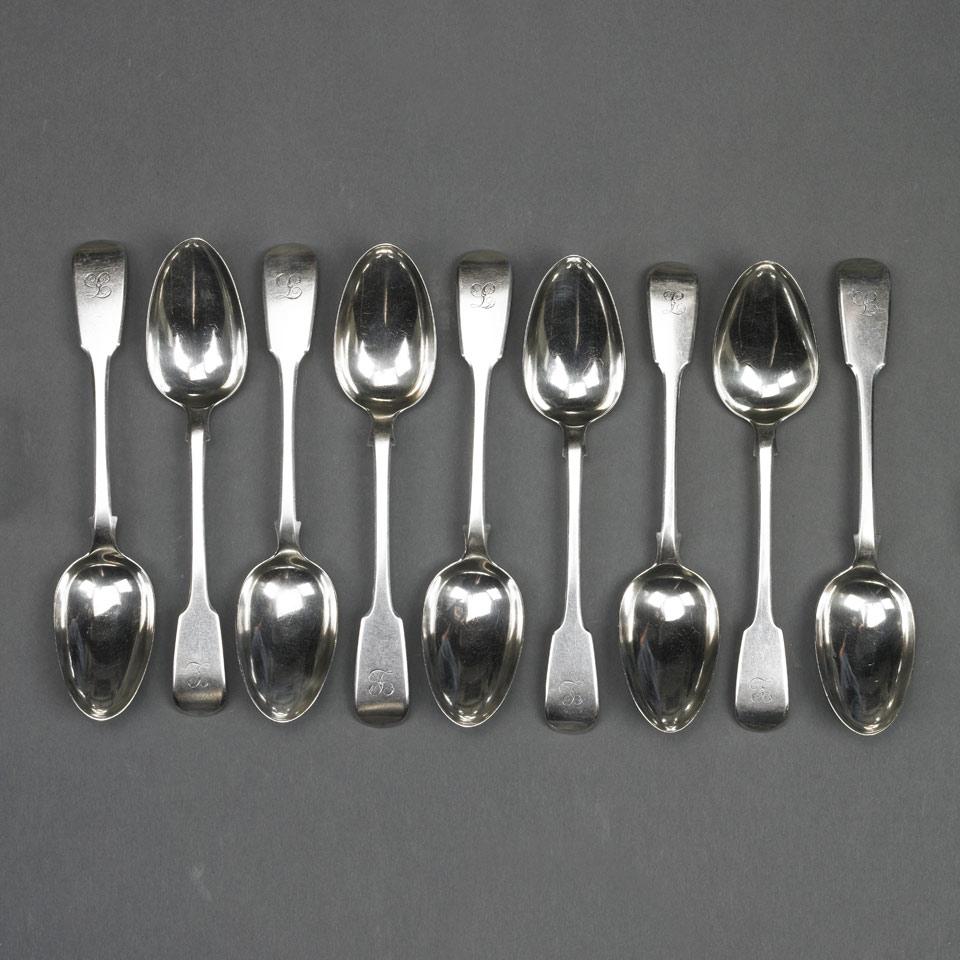 Nine George IV/William IV Silver Fiddle Pattern Table Spoons, William Chawner (4) and William Eaton (5), London, 1828 and 1832 respectively