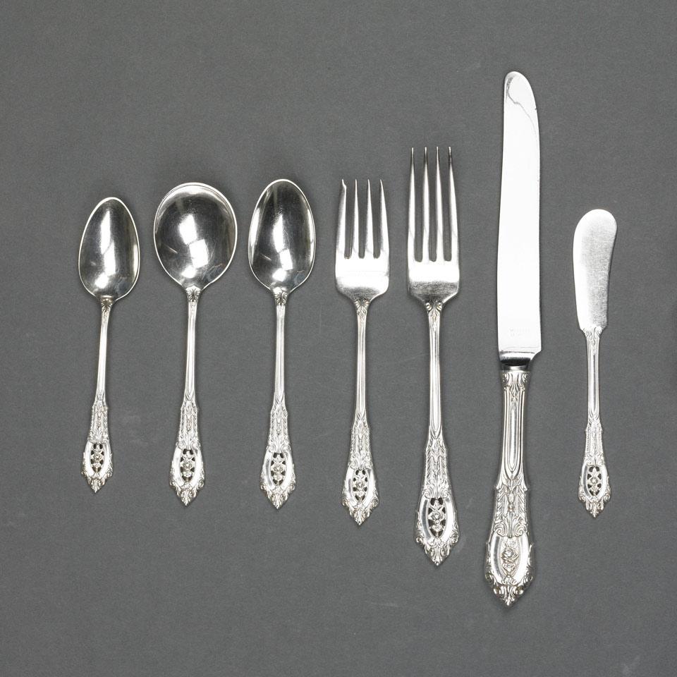 American Silver ‘Rosepoint’ Pattern Flatware Service, Wallace Silversmiths, Wallingford, Ct., 20th century