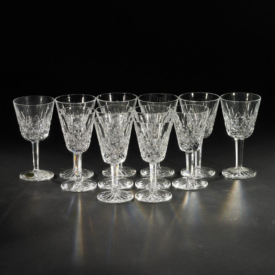 Six Waterford ‘Lismore’ Pattern Red Wine Glasses and Six White Wines, 20th century