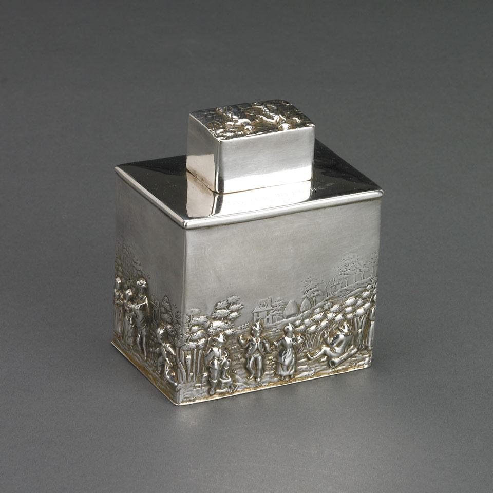 Edwardian Silver Tea Caddy, Nathan & Hayes, Chester, 1909