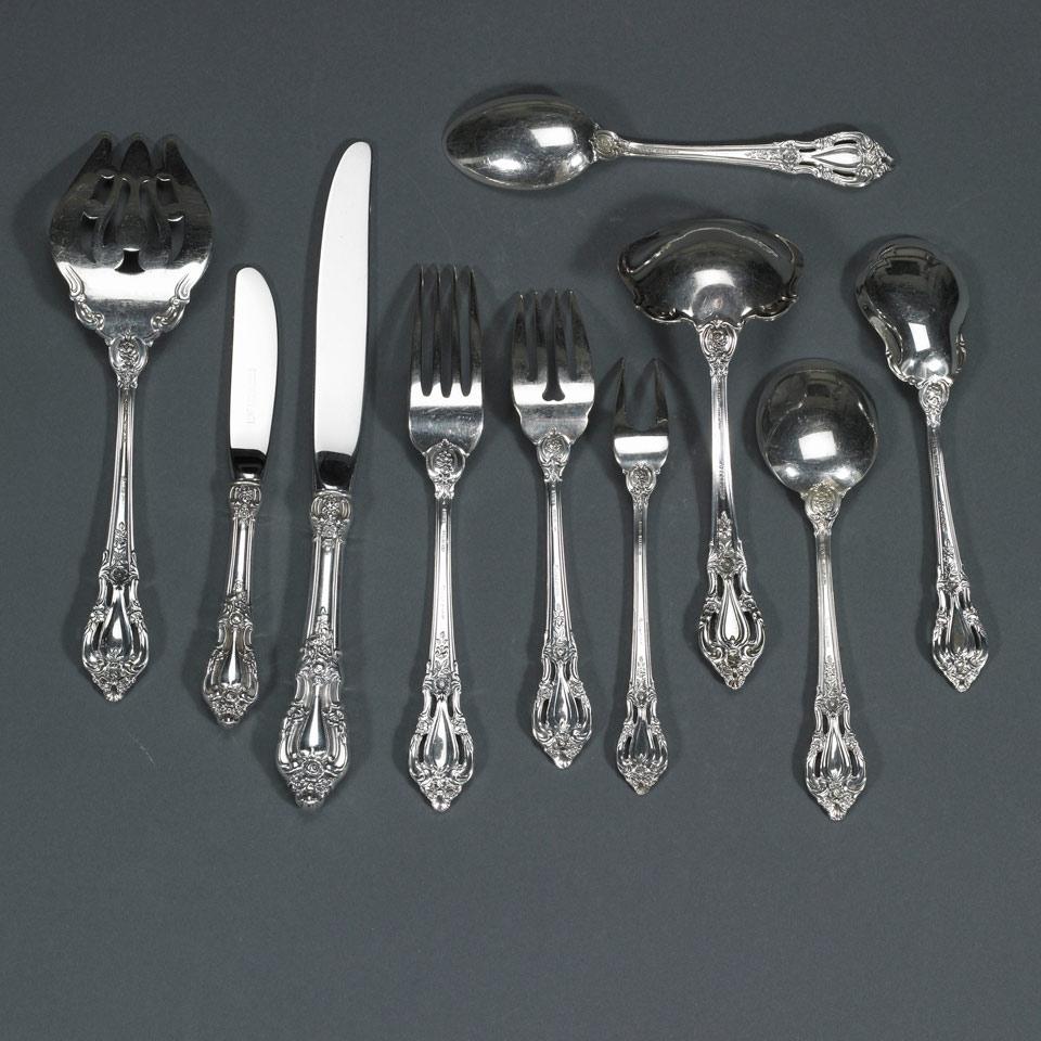 American Silver ‘Eloquence’ Pattern Flatware Service, Lunt Silversmiths, Greenfield, Mass., 20th century