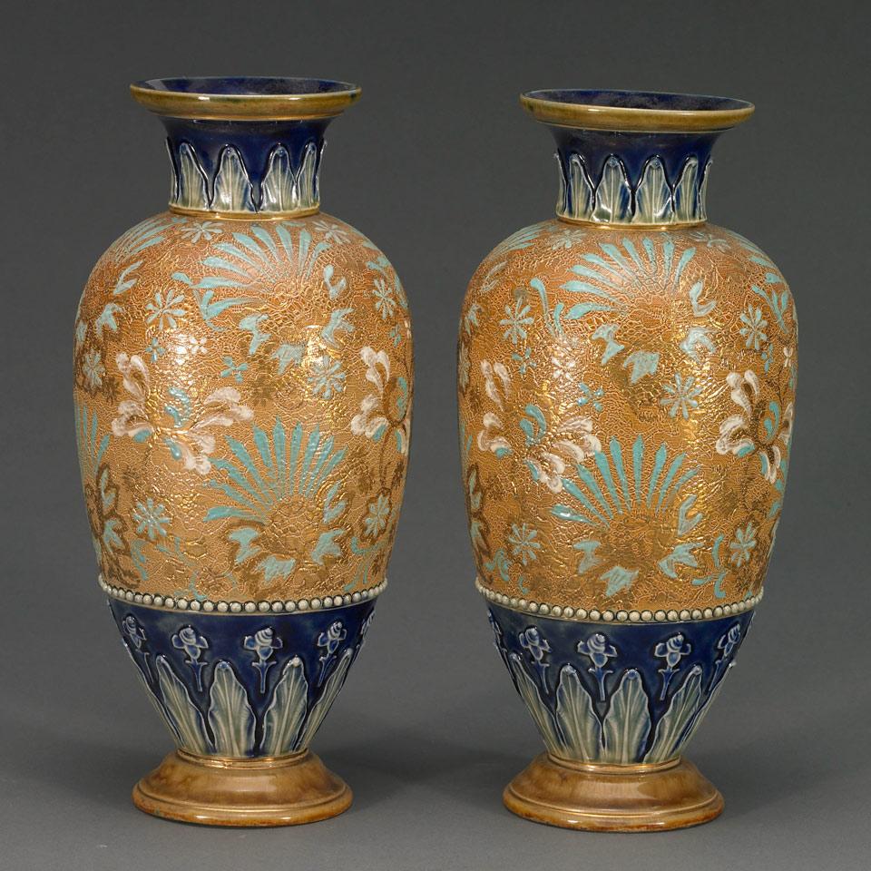 Pair of Doulton & Slater’s Patent Stoneware Vases, early 20th century