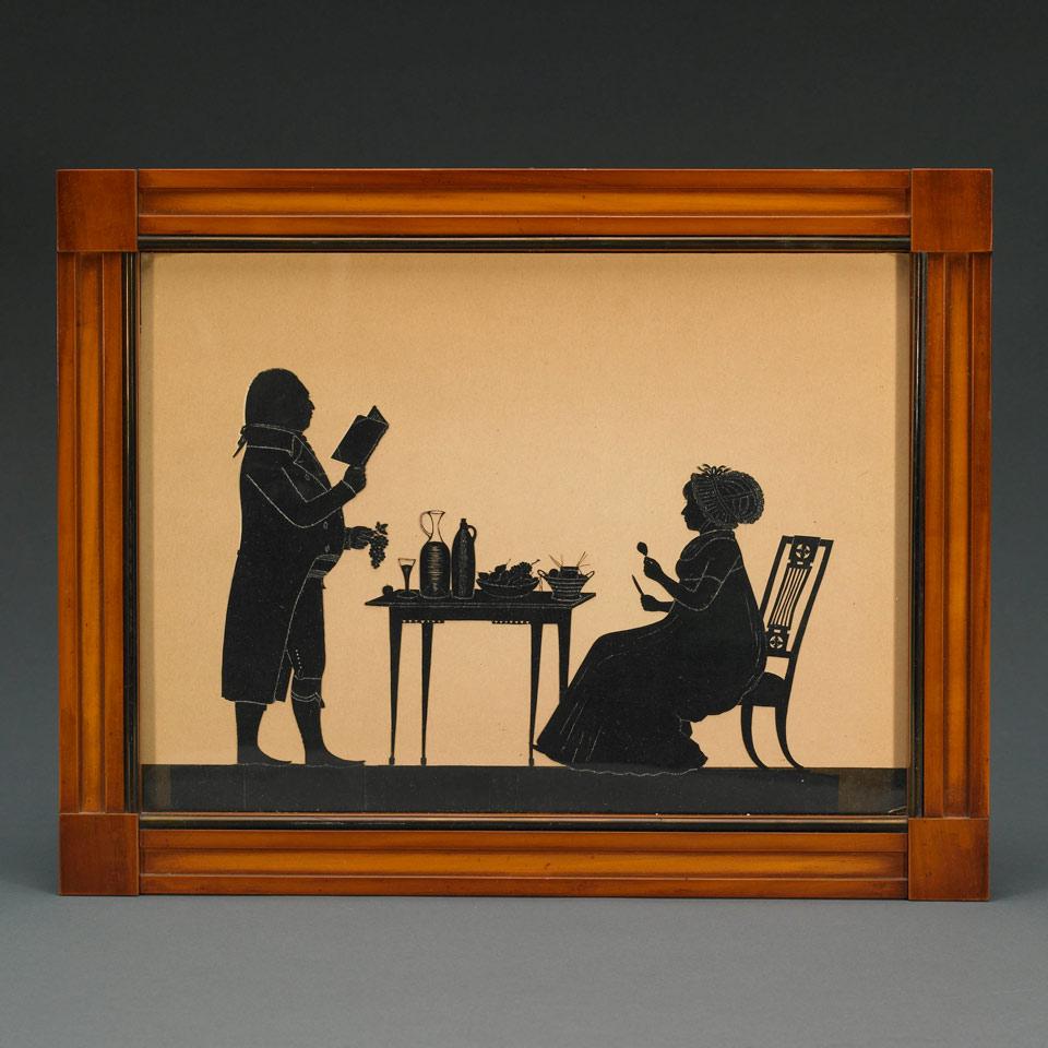 German Silhouette Portrait of Franz Andreas Diehl and Maria Anna Neumann, early 19th century