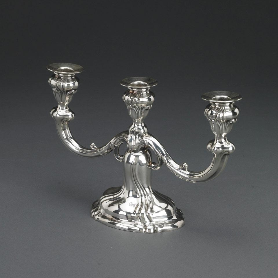 German Silver Three-Light Candelabrum, Wilhelm Binder, early 20th century