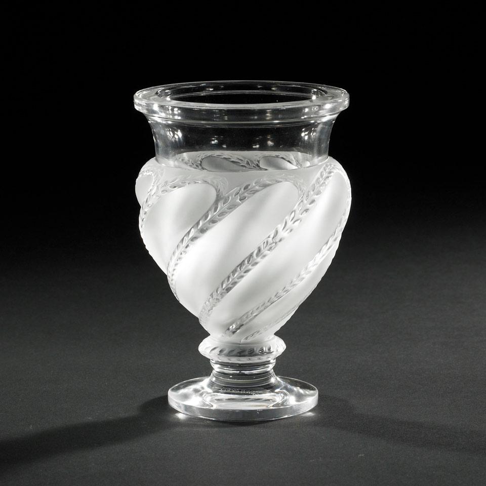 Lalique Moulded and Partly Frosted Glass Vase, post-1945