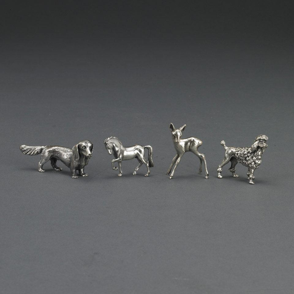 Group of Sixteen German Silver Miniature Animals, Gebr. Kühn, Frankfurt, 20th century