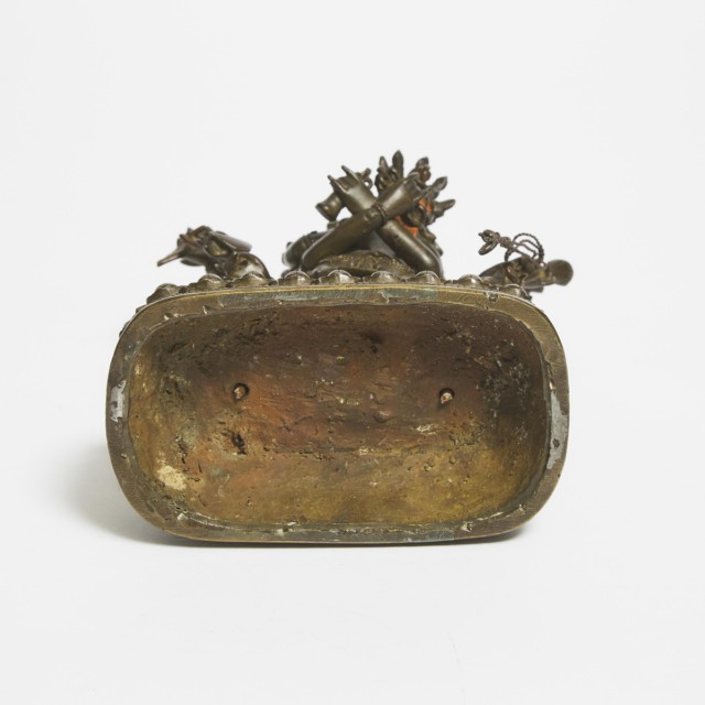 An Imperial Parcel Gilt Copper Alloy Figure of Chakrasamvara and Vajravarahi, Qianlong Mark and Period (1736-1795)
