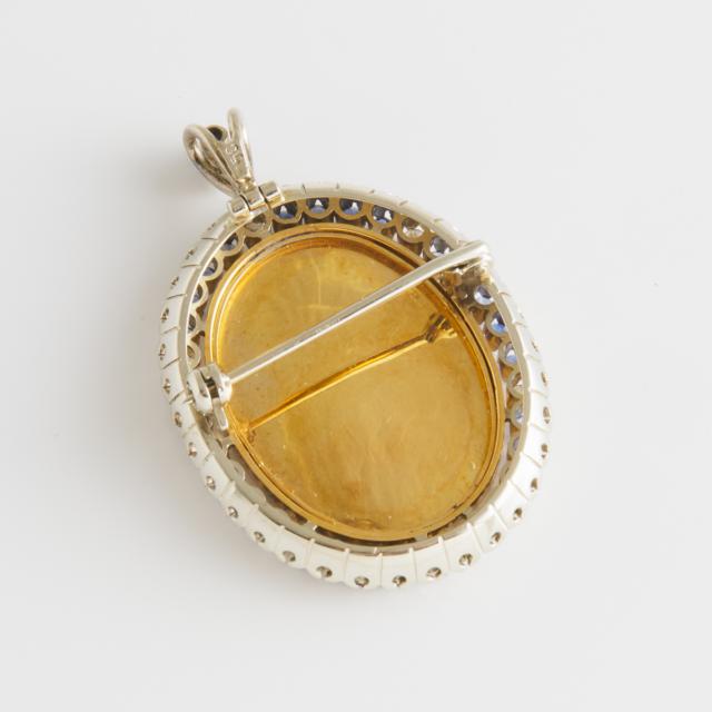 18k White And Yellow Gold Oval Pin/Pendant