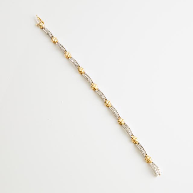 14k Yellow And White Gold Line Bracelet