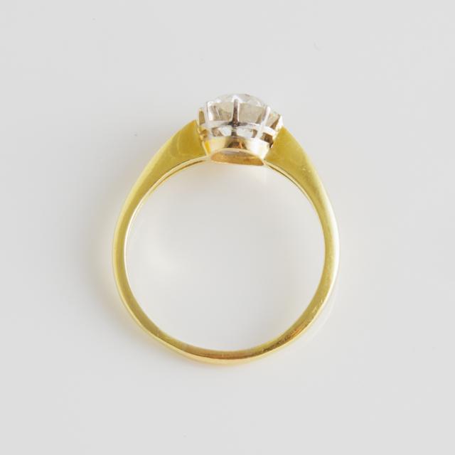 18k Yellow Gold And Platinum Solitaire Ring