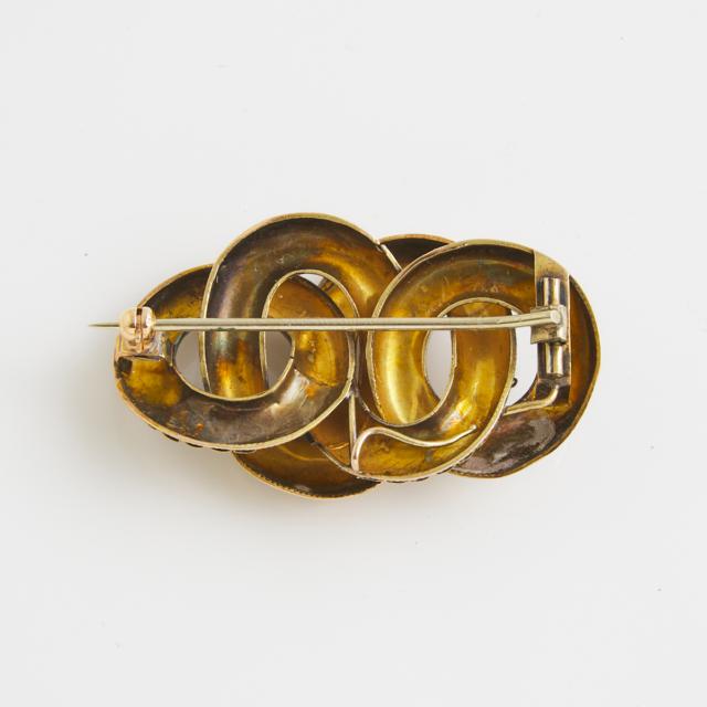 19th Century 14k Yellow Gold Knot Brooch