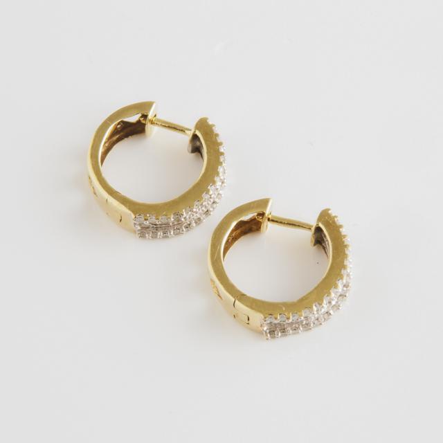 Pair Of 10k Yellow And White Gold Hinged Hoop Earrings
