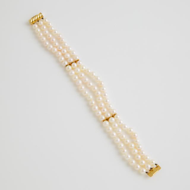 Triple Strand Cultured Pearl Bracelet