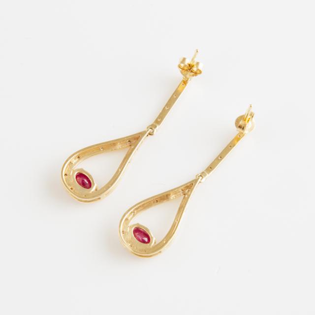 Pair Of 10k Yellow Gold Drop Earrings