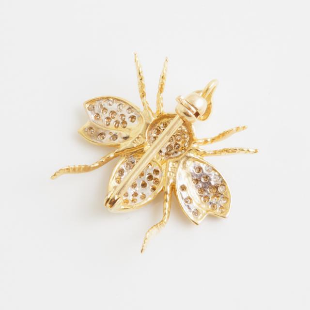 14k Yellow And White Gold Insect Pin