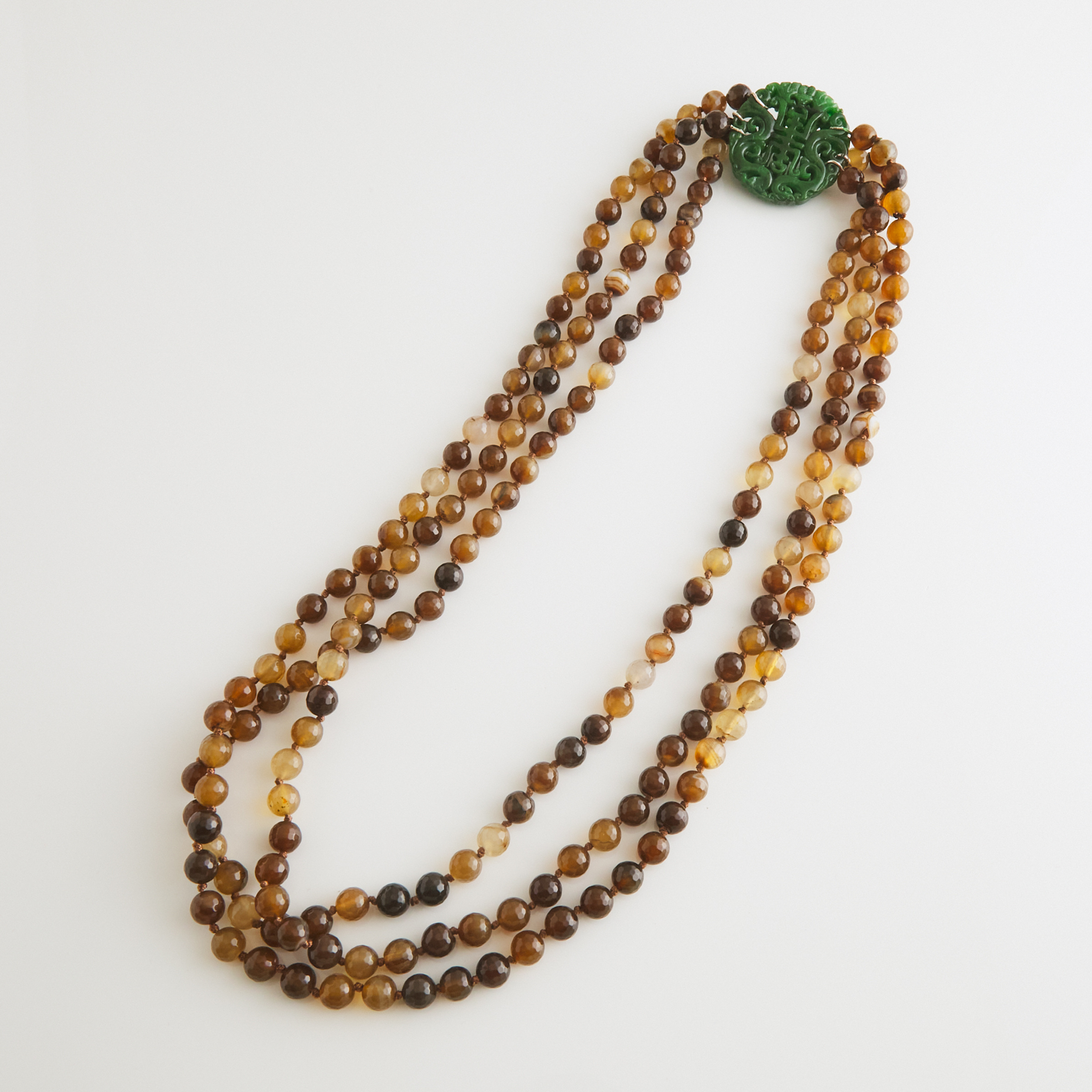 Triple-Strand Agate Beaded Necklace