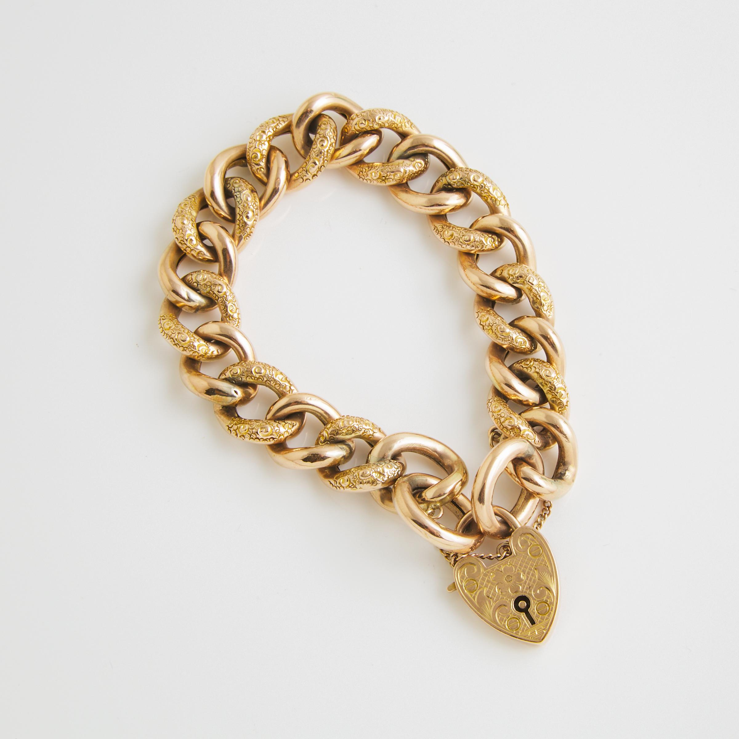 English 9k Rose Gold Curb Link Bracelet